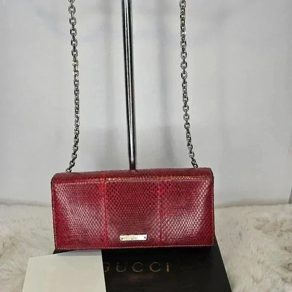 Gucci Python Leather Wallet  On Chain - Picture 1 of 16